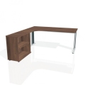 Pracovný stôl Flex, ergo, pravý, 180x75,5x200,0 (40x80) cm, orech/kov