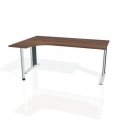 Pracovný stôl Flex, ergo, pravý, 180x75,5x120 (40x80) cm, orech/kov