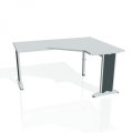 Pracovný stôl Flex, ergo, ľavý, 160x75,5x120 (60x60) cm, sivá/kov