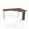 Pracovný stôl Flex, ergo, ľavý, 160x75,5x120 (60x60) cm, orech/kov