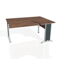Pracovný stôl Cross, ergo, ľavý, 160x75,5x120 cm, orech/kov