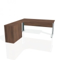 Pracovný stôl Cross, ergo, pravý, 180x75,5x200 cm, orech/kov