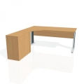 Pracovný stôl Cross, ergo, pravý, 180x75,5x200 cm, buk/kov