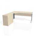 Pracovný stôl Cross, ergo, pravý, 180x75,5x200 cm, agát/kov