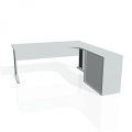 Pracovný stôl Cross, ergo, ľavý, 180x75,5x200 cm, sivá/kov