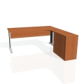 Pracovný stôl Cross, ergo, ľavý, 180x75,5x200 cm, čerešňa/kov