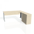 Pracovný stôl Cross, ergo, ľavý, 180x75,5x200 cm, agát/kov
