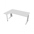 Pracovný stôl Flex, ergo, pravý, 180x75,5x120 (40x80) cm, biela/kov